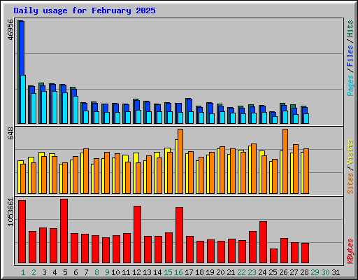 Daily usage for February 2025