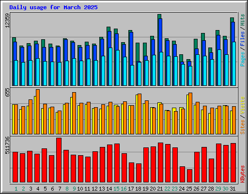 Daily usage for March 2025